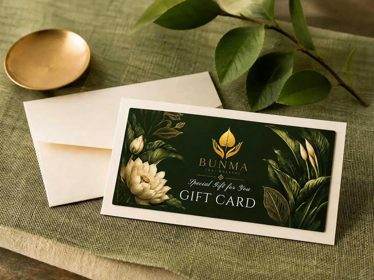 BUNMA gift card in a calm setting